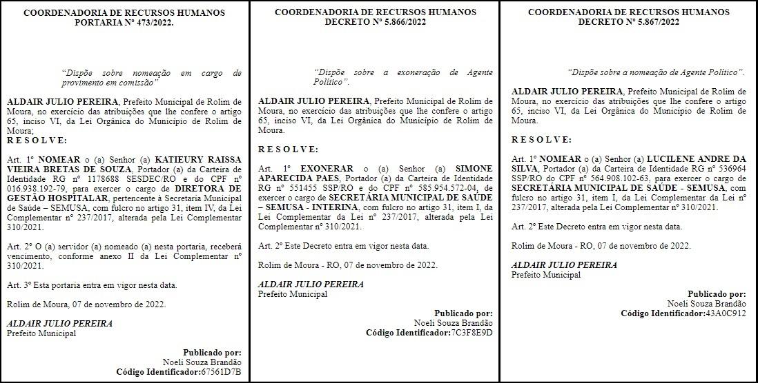 Troca de cadeiras: Prefeito de Rolim de Moura troca comando da Secretaria Municipal de Saúde, do Hospital Municipal e da Clínica da Mulher